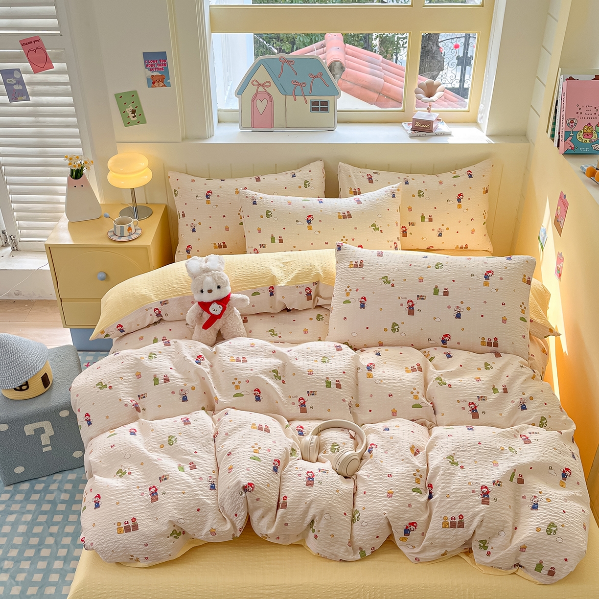 91家纺网 家纺一手货源 找家纺 金梦拉家纺 2026新款A类高品质高克重超柔泡芙纱泡泡纱小清新四件套 超级马力