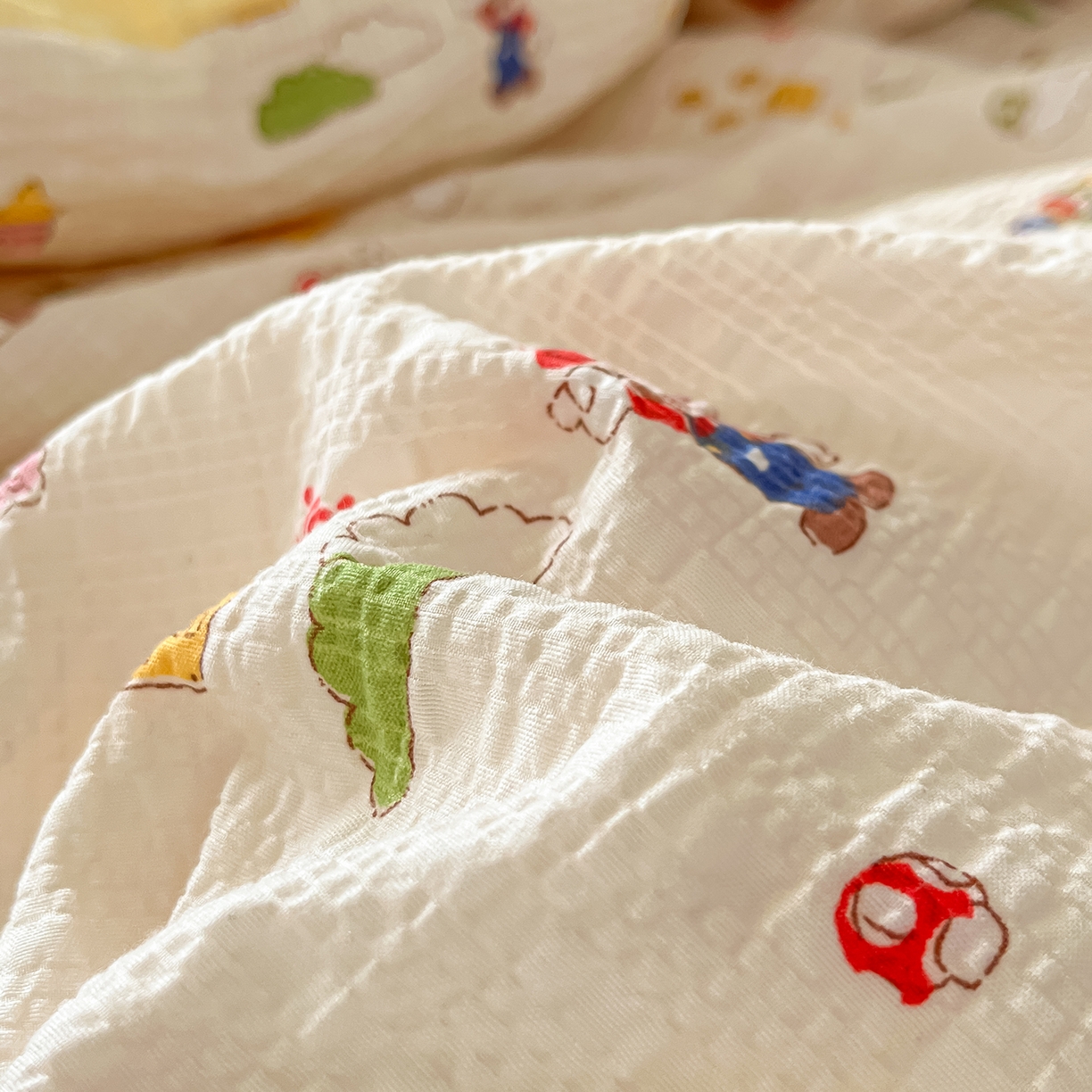 91家纺网 家纺一手货源 找家纺 金梦拉家纺 2026新款A类高品质高克重超柔泡芙纱泡泡纱小清新四件套 超级马力