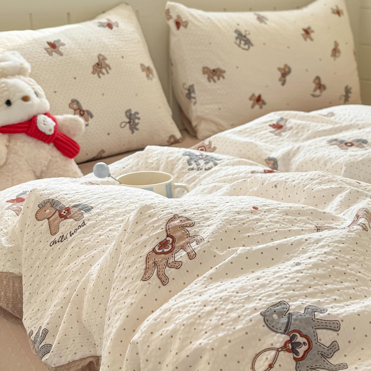 91家纺网 家纺一手货源 找家纺 金梦拉家纺 2026新款A类高品质高克重超柔泡芙纱泡泡纱小清新四件套 马上来福