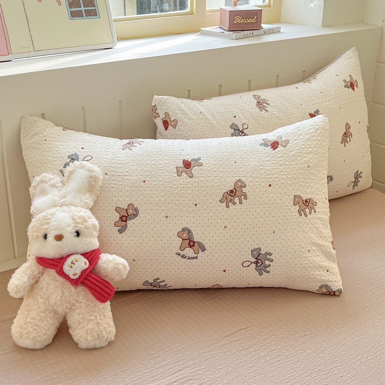 91家纺网 家纺一手货源 找家纺 金梦拉家纺 2026新款A类高品质高克重超柔泡芙纱泡泡纱小清新四件套 马上来福