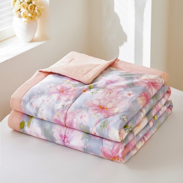 91家纺网 家纺一手货源 找家纺 黛妮雅 2026新款全棉夏被四件套单件夏被单双人空调被学生夏凉被 美伊娜