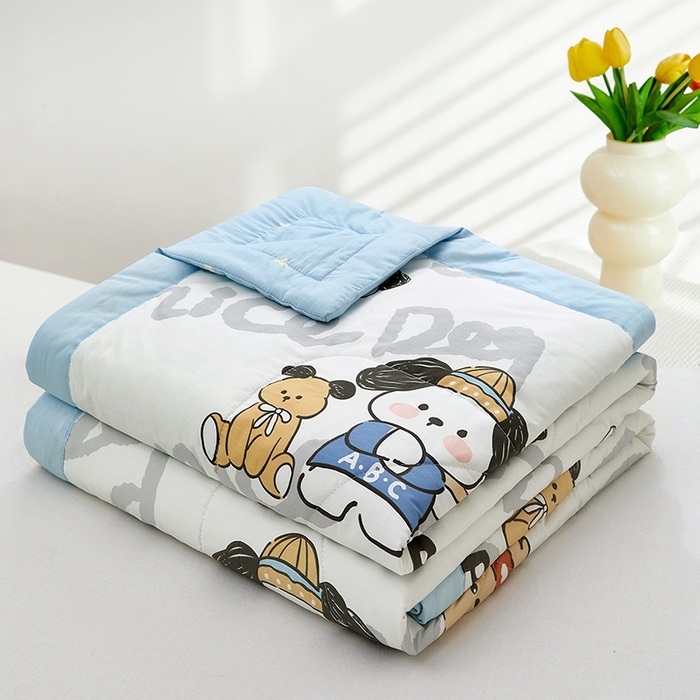 91家纺网 家纺一手货源 找家纺 黛妮雅 2026新款全棉夏被四件套单件夏被单双人空调被学生夏凉被 萌酷狗