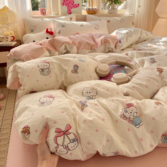 91家纺网 家纺一手货源 找家纺 （总）水木坊 2026春夏新款云感双层纱可爱系列四件套