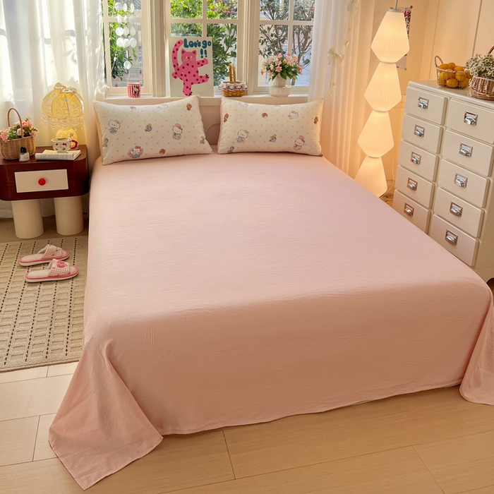 91家纺网 家纺一手货源 找家纺 水木坊 2026春夏新款云感双层纱可爱系列四件套糕冷kt