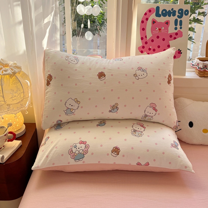 91家纺网 家纺一手货源 找家纺 水木坊 2026春夏新款云感双层纱可爱系列四件套糕冷kt