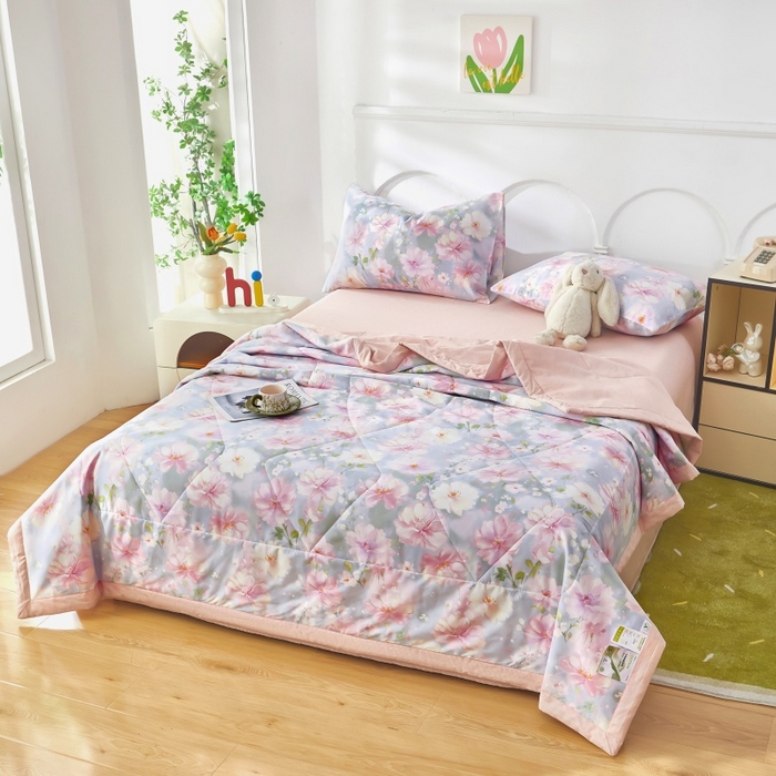 91家纺网 家纺一手货源 找家纺 黛妮雅 2026新款全棉夏被四件套单件夏被单双人空调被学生夏凉被 美伊娜