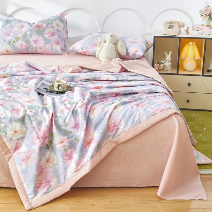 91家纺网 家纺一手货源 找家纺 黛妮雅 2026新款全棉夏被四件套单件夏被单双人空调被学生夏凉被 美伊娜