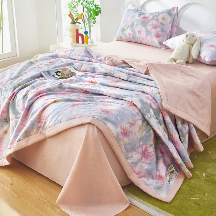 91家纺网 家纺一手货源 找家纺 黛妮雅 2026新款全棉夏被四件套单件夏被单双人空调被学生夏凉被 美伊娜