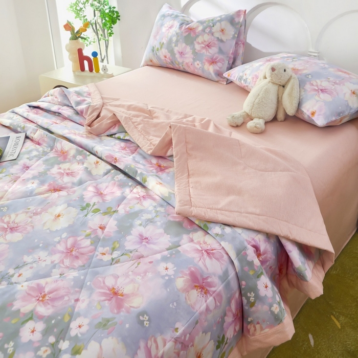 91家纺网 家纺一手货源 找家纺 黛妮雅 2026新款全棉夏被四件套单件夏被单双人空调被学生夏凉被 美伊娜