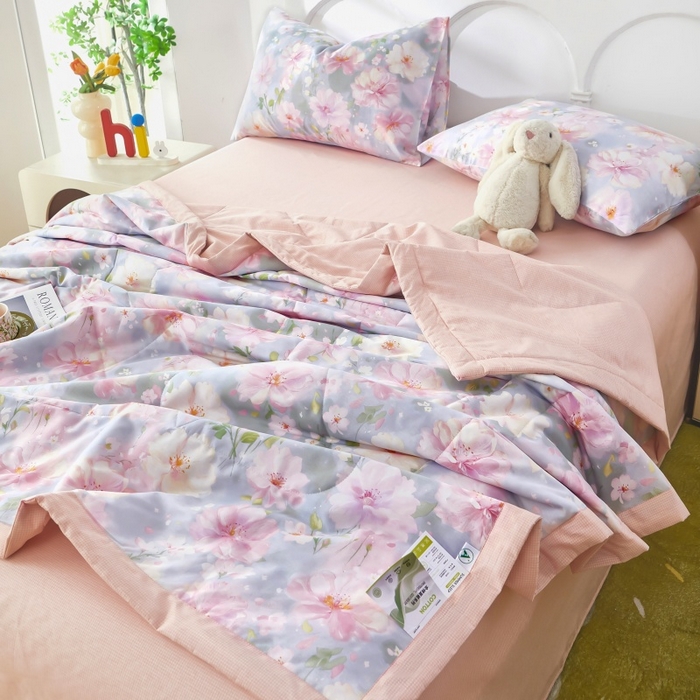 91家纺网 家纺一手货源 找家纺 黛妮雅 2026新款全棉夏被四件套单件夏被单双人空调被学生夏凉被 美伊娜