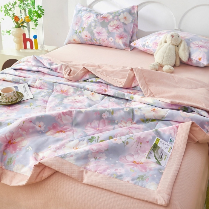 91家纺网 家纺一手货源 找家纺 黛妮雅 2026新款全棉夏被四件套单件夏被单双人空调被学生夏凉被 美伊娜