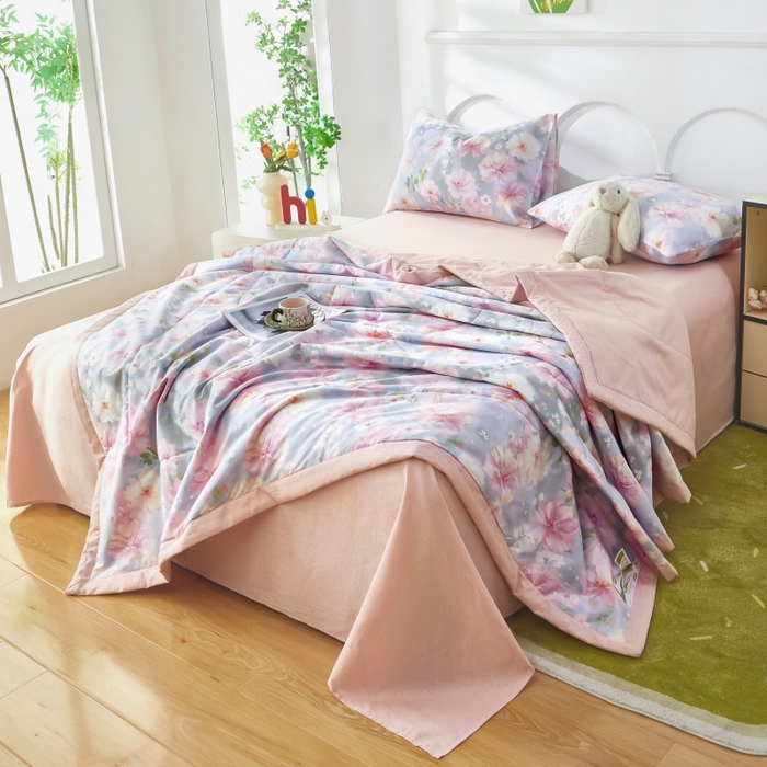 91家纺网 家纺一手货源 找家纺 黛妮雅 2026新款全棉夏被四件套单件夏被单双人空调被学生夏凉被 美伊娜