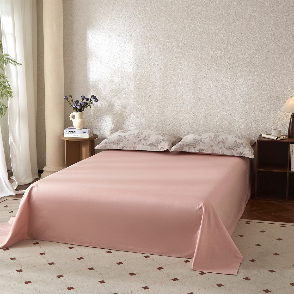 91家纺网 家纺一手货源 找家纺 曼秀琳家纺 2026新款全棉纯棉色织大提花四件套 柏林少女-肉粉