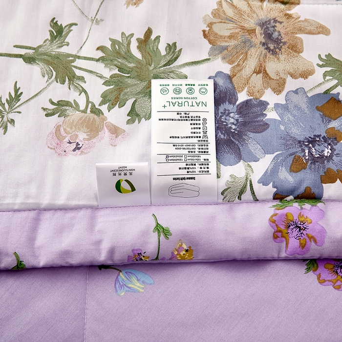 91家纺网 家纺一手货源 找家纺 黛妮雅 2026新款全棉夏被四件套单件夏被单双人空调被学生夏凉被 陌上花开-紫