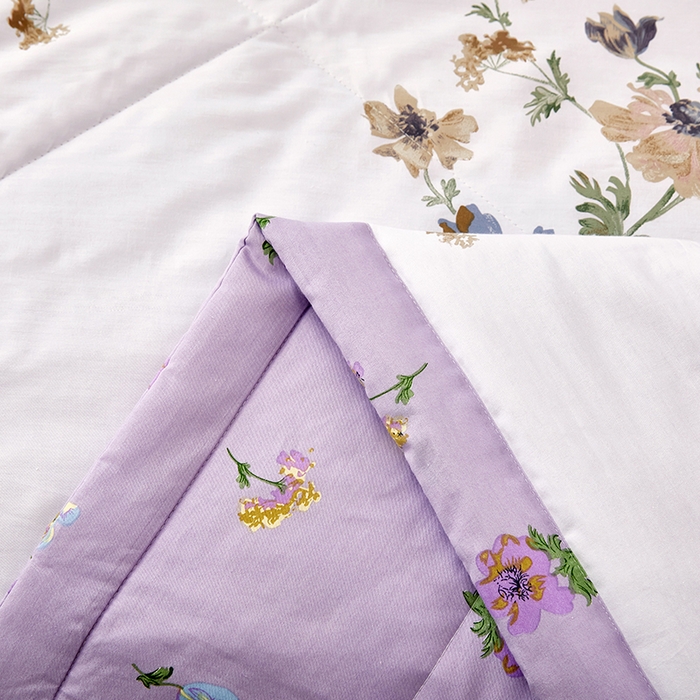 91家纺网 家纺一手货源 找家纺 黛妮雅 2026新款全棉夏被四件套单件夏被单双人空调被学生夏凉被 陌上花开-紫