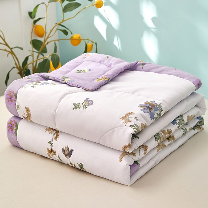 黛妮雅 2026新款全棉夏被四件套单件夏被单双人空调被学生夏凉被 陌上花开-紫