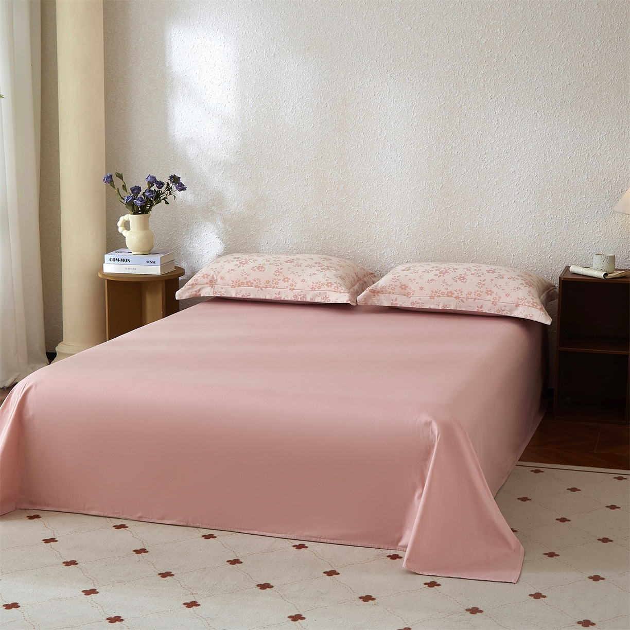 91家纺网 家纺一手货源 找家纺 曼秀琳家纺 2026新款全棉纯棉色织大提花四件套 花之梦-粉