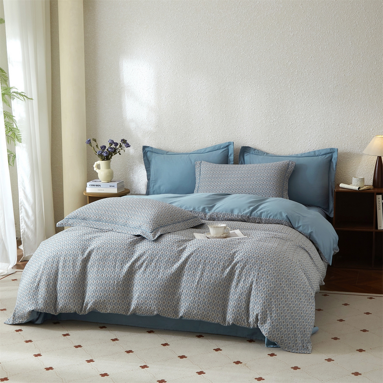 91家纺网 家纺一手货源 找家纺 曼秀琳家纺 2026新款全棉纯棉色织大提花四件套 克汀-兰咖