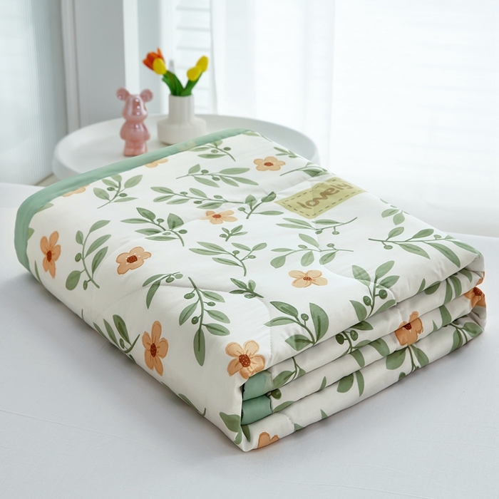 91家纺网 家纺一手货源 找家纺 黛妮雅 2026新款全棉夏被四件套单件夏被单双人空调被学生夏凉被 青柠薄荷