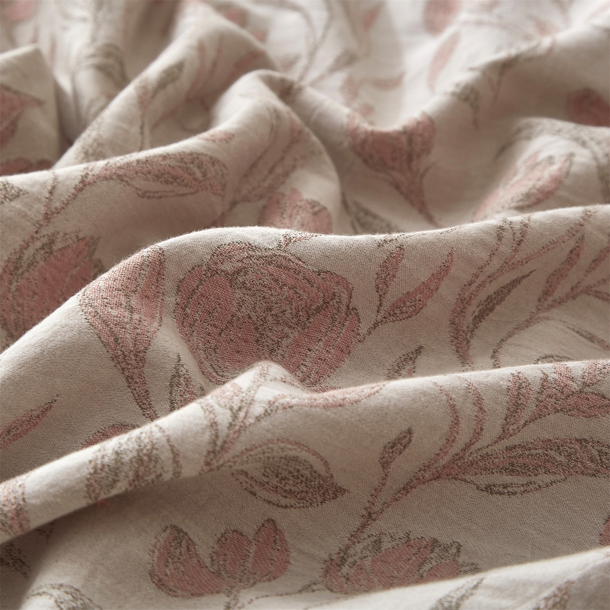 91家纺网 家纺一手货源 找家纺 曼秀琳家纺 2026新款全棉纯棉色织大提花四件套 南法假日-暗粉