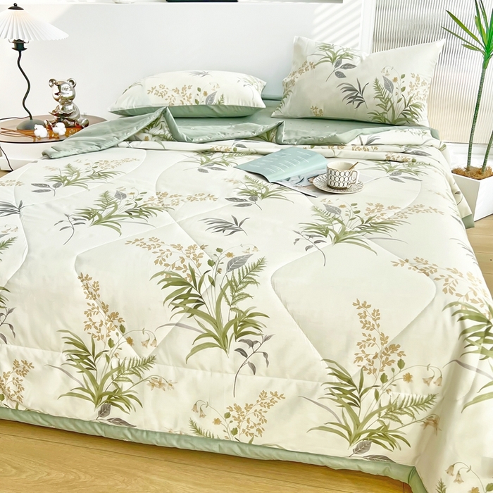 91家纺网 家纺一手货源 找家纺 黛妮雅 2026新款全棉夏被四件套单件夏被单双人空调被学生夏凉被 清风絮语