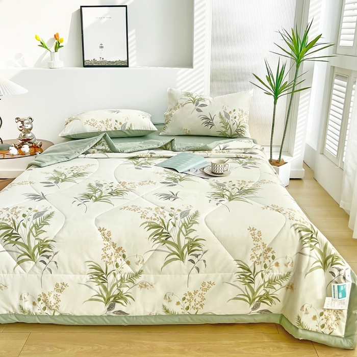 91家纺网 家纺一手货源 找家纺 黛妮雅 2026新款全棉夏被四件套单件夏被单双人空调被学生夏凉被 清风絮语