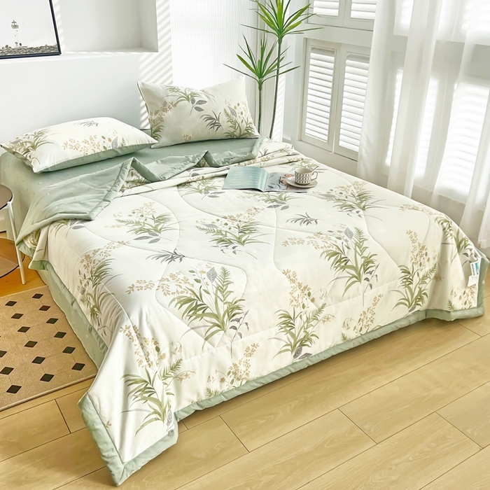 91家纺网 家纺一手货源 找家纺 黛妮雅 2026新款全棉夏被四件套单件夏被单双人空调被学生夏凉被 清风絮语