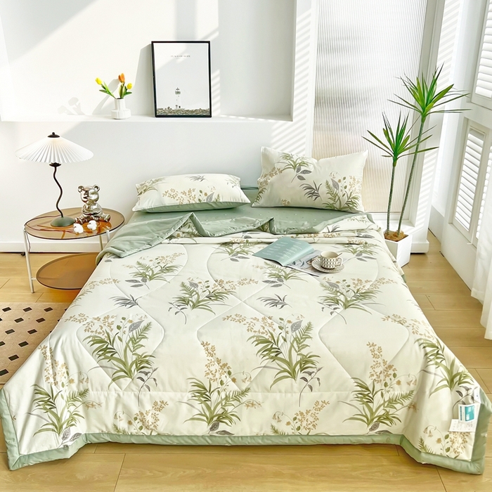 91家纺网 家纺一手货源 找家纺 黛妮雅 2026新款全棉夏被四件套单件夏被单双人空调被学生夏凉被 清风絮语