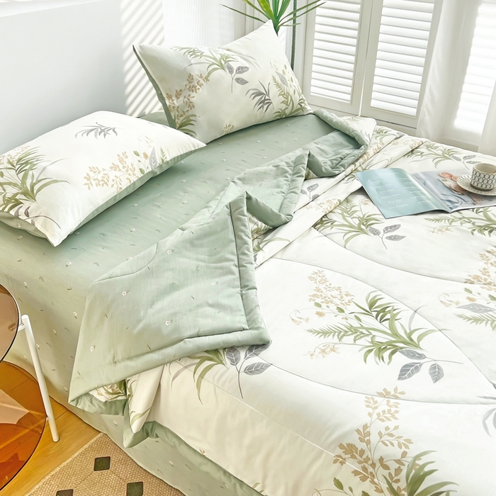 91家纺网 家纺一手货源 找家纺 黛妮雅 2026新款全棉夏被四件套单件夏被单双人空调被学生夏凉被 清风絮语