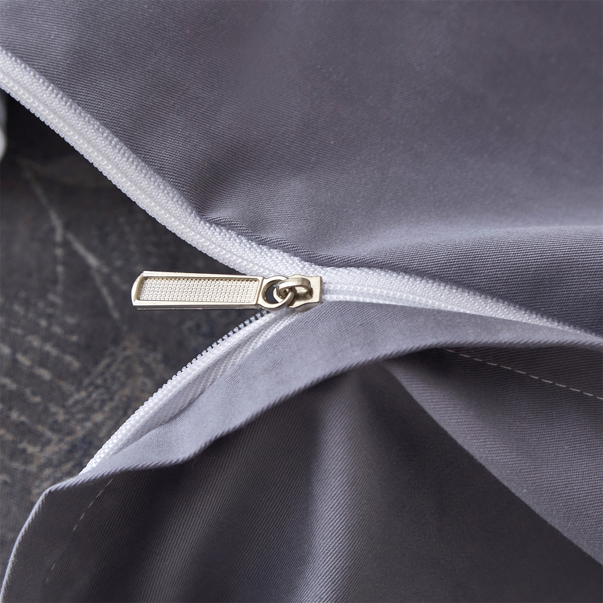 91家纺网 家纺一手货源 找家纺 曼秀琳家纺 2026新款全棉纯棉色织大提花四件套 叶云间-兰灰