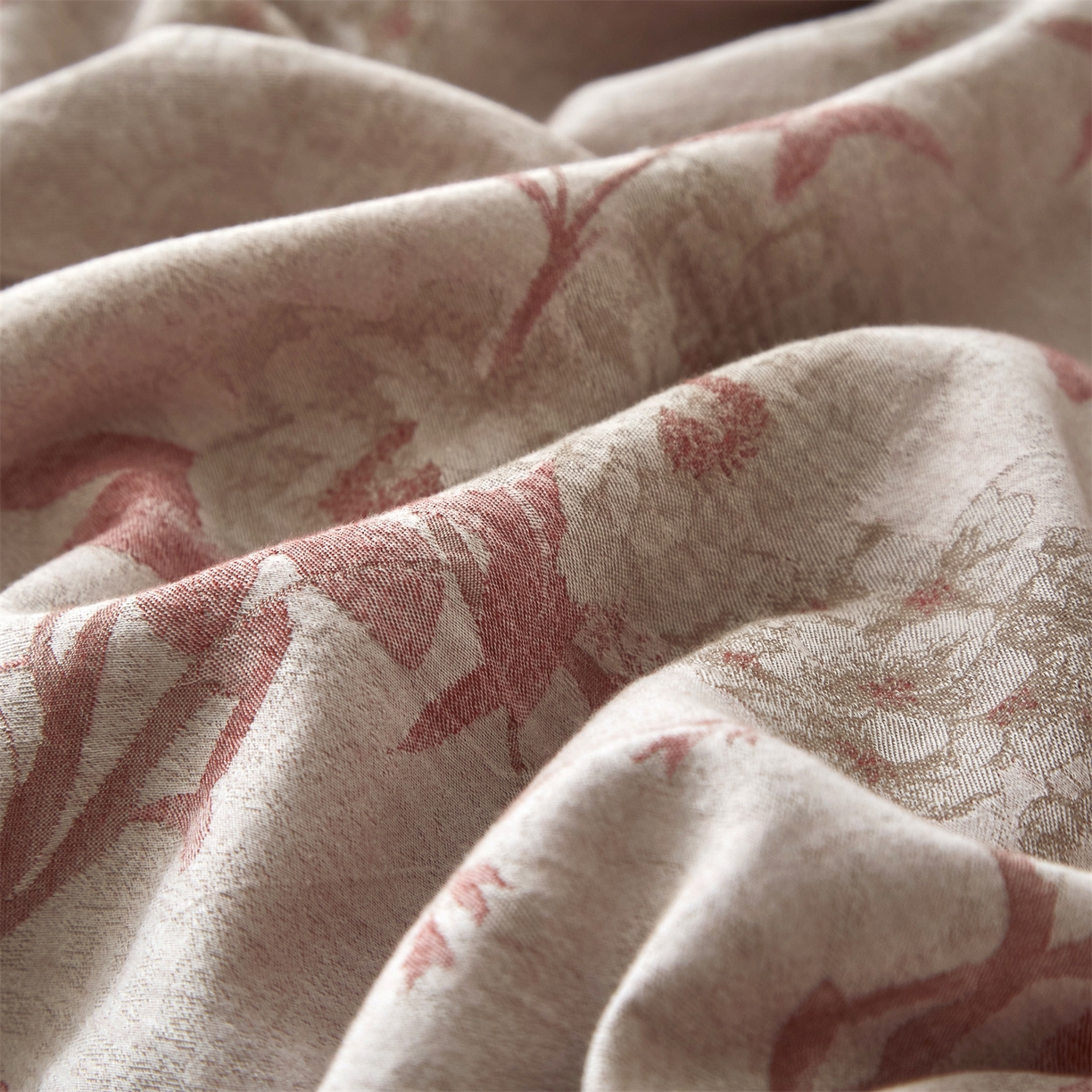 91家纺网 家纺一手货源 找家纺 曼秀琳家纺 2026新款全棉纯棉色织大提花四件套 竹花意-粉咖