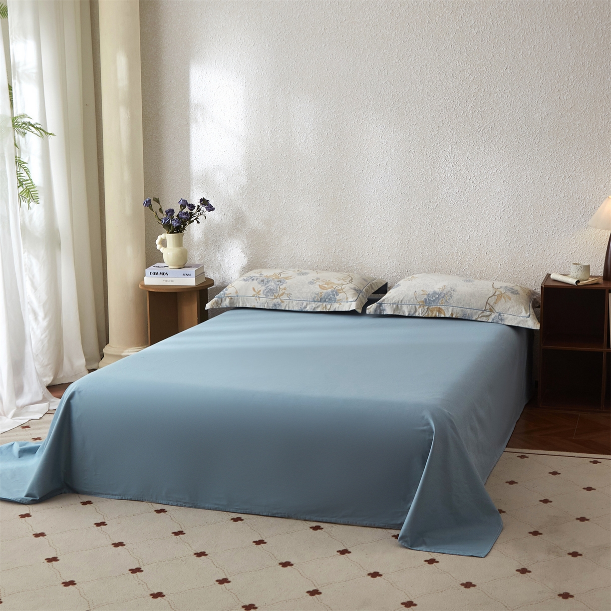 91家纺网 家纺一手货源 找家纺 曼秀琳家纺 2026新款全棉纯棉色织大提花四件套 竹花意－兰