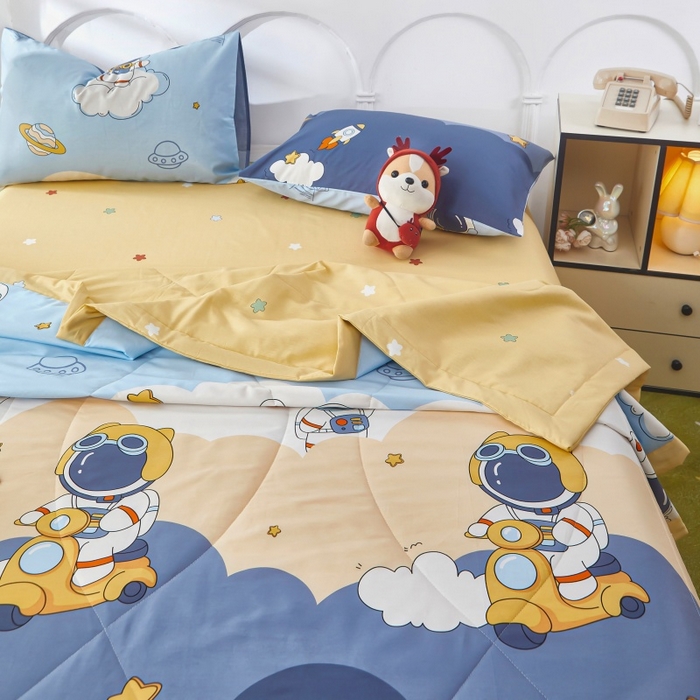 91家纺网 家纺一手货源 找家纺 黛妮雅 2026新款全棉夏被四件套单件夏被单双人空调被学生夏凉被 太空人