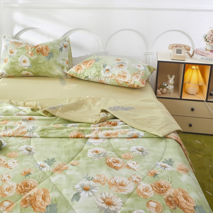 91家纺网 家纺一手货源 找家纺 黛妮雅 2026新款全棉夏被四件套单件夏被单双人空调被学生夏凉被 幸福时光