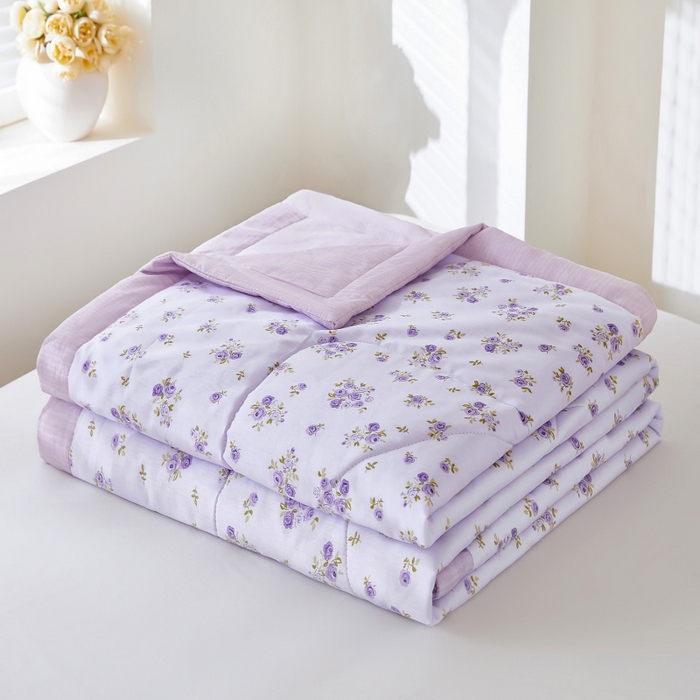 黛妮雅 2026新款全棉夏被四件套单件夏被单双人空调被学生夏凉被 熏香-紫