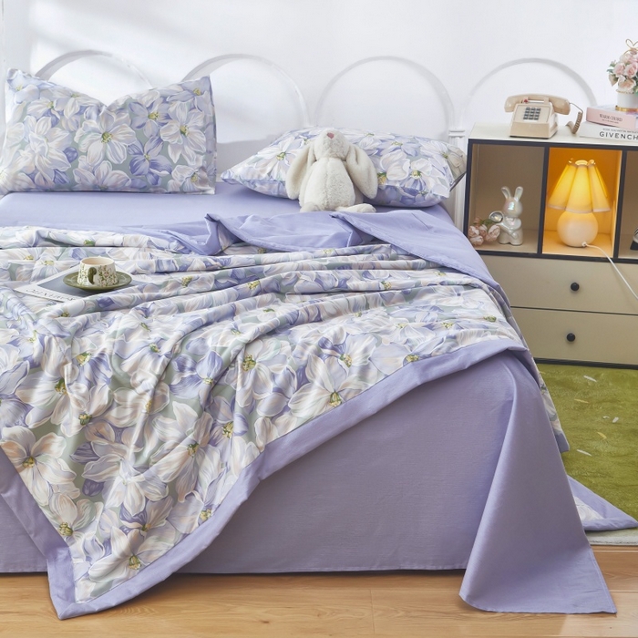 91家纺网 家纺一手货源 找家纺 黛妮雅 2026新款全棉夏被四件套单件夏被单双人空调被学生夏凉被 一夜芳华