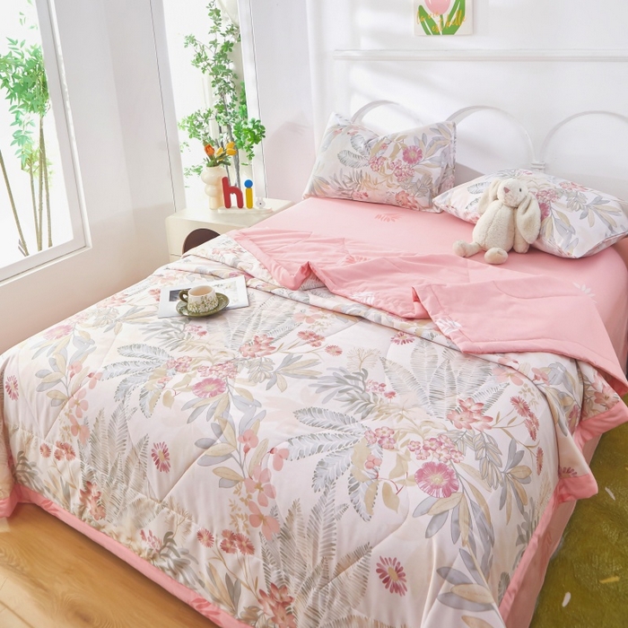 91家纺网 家纺一手货源 找家纺 黛妮雅 2026新款全棉夏被四件套单件夏被单双人空调被学生夏凉被 悠悠花香