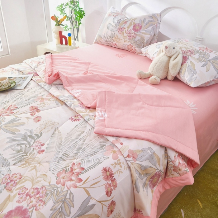 91家纺网 家纺一手货源 找家纺 黛妮雅 2026新款全棉夏被四件套单件夏被单双人空调被学生夏凉被 悠悠花香