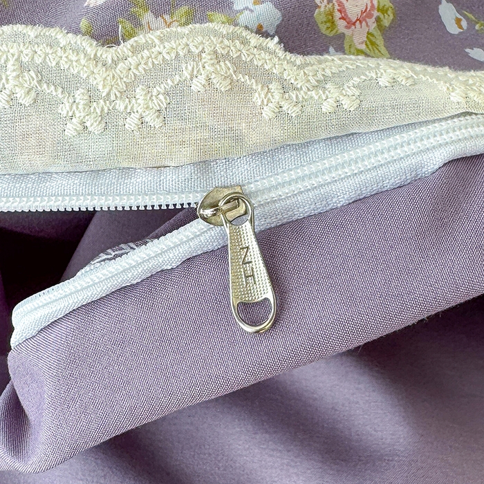 91家纺网 家纺一手货源 找家纺 竹合 2026新款田园韩版花边款小碎花古法水洗仿棉A类云感棉四件套 枝雨花繁