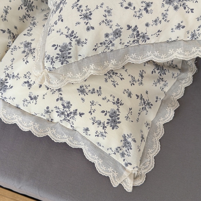 91家纺网 家纺一手货源 找家纺 竹合 2026新款田园韩版花边款小碎花古法水洗仿棉A类云感棉四件套 花间梦