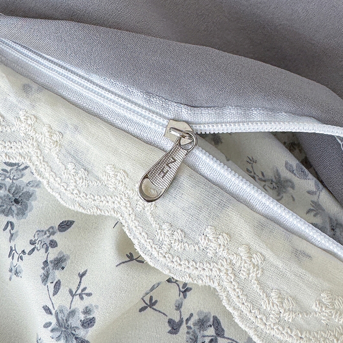 91家纺网 家纺一手货源 找家纺 竹合 2026新款田园韩版花边款小碎花古法水洗仿棉A类云感棉四件套 花间梦