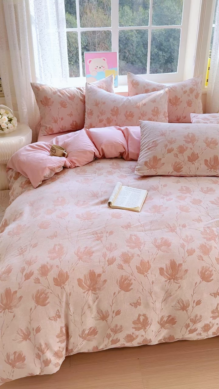 91家纺网 家纺一手货源 找家纺 （总）苏东来家纺 2026新款A类60支全棉长绒棉纯棉色织提花四件套水洗纯棉厚织提花肌理被套四件套