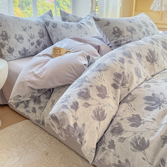 91家纺网 家纺一手货源 找家纺 （总）苏东来家纺 2026新款A类60支全棉长绒棉纯棉色织提花四件套水洗纯棉厚织提花肌理被套四件套