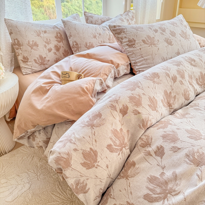 91家纺网 家纺一手货源 找家纺 苏东来家纺 2026新款A类60支全棉长绒棉纯棉色织提花四件套水洗纯棉厚织提花肌理被套四件套 南枝咖