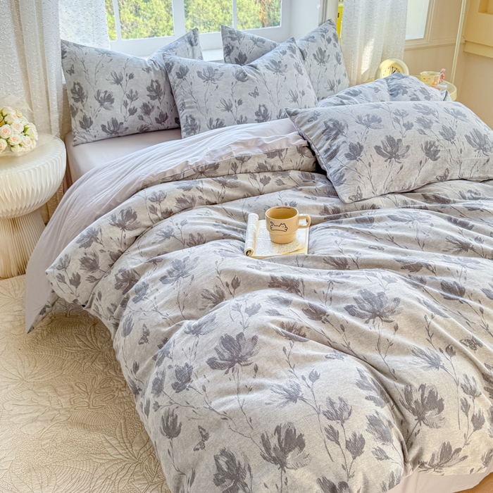 91家纺网 家纺一手货源 找家纺 苏东来家纺 2026新款A类60支全棉长绒棉纯棉色织提花四件套水洗纯棉厚织提花肌理被套四件套 南枝灰