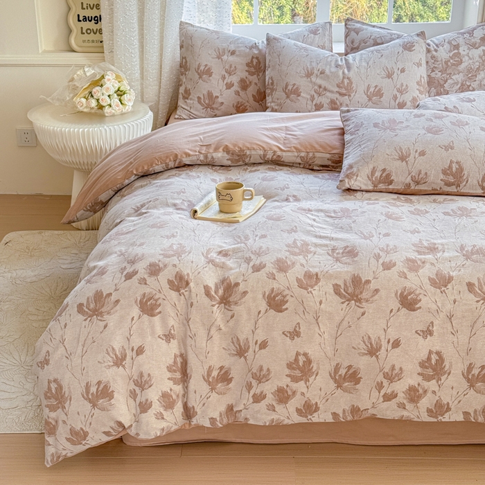 91家纺网 家纺一手货源 找家纺 苏东来家纺 2026新款A类60支全棉长绒棉纯棉色织提花四件套水洗纯棉厚织提花肌理被套四件套 南枝咖