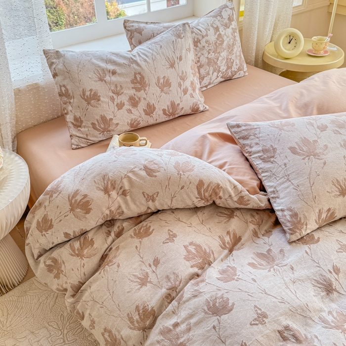 91家纺网 家纺一手货源 找家纺 苏东来家纺 2026新款A类60支全棉长绒棉纯棉色织提花四件套水洗纯棉厚织提花肌理被套四件套 南枝咖