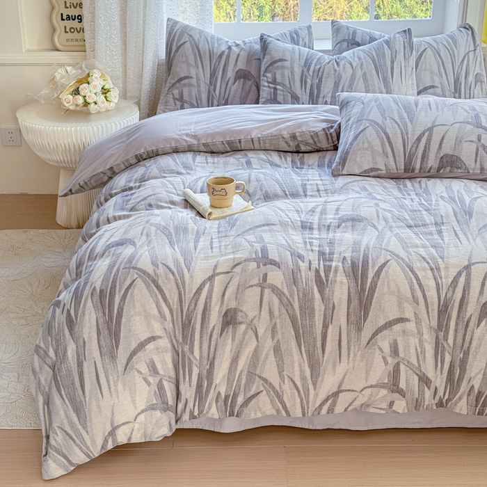 91家纺网 家纺一手货源 找家纺 苏东来家纺 2026新款A类60支全棉长绒棉纯棉色织提花四件套水洗纯棉厚织提花肌理被套四件套 绿萝灰