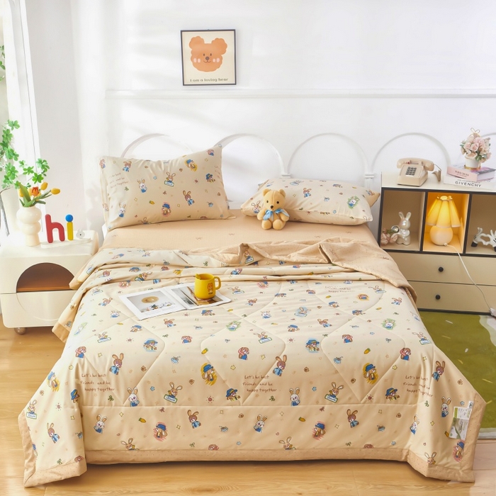 91家纺网 家纺一手货源 找家纺 黛妮雅 2026新款双面全棉羽丝夏被 兔子警官