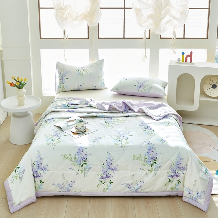 91家纺网 家纺一手货源 找家纺 黛妮雅 2026新款双面全棉羽丝夏被薰衣草